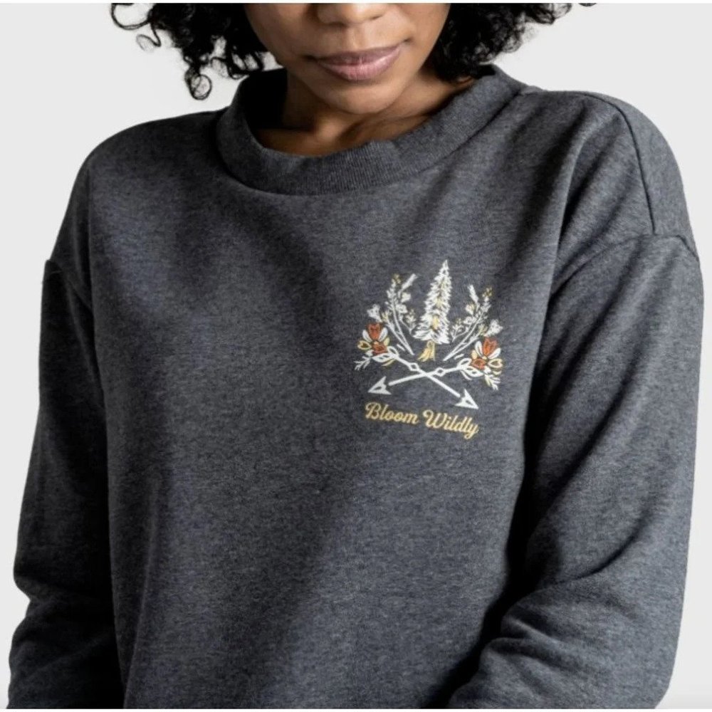 Women's United By Blue Organic Bloom Wildly Graphic Sweatshirt - Charcoal